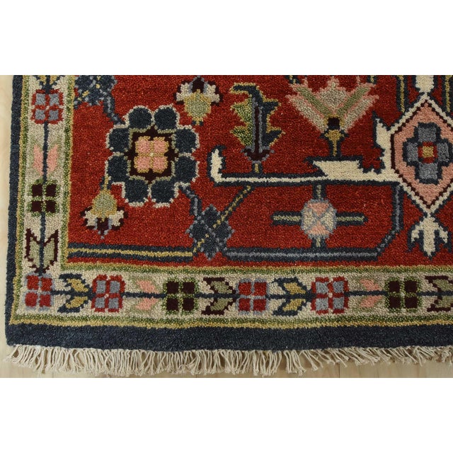 Heriz Rug 8’11” X 11’9” Blue Wool Tribal Hand-Knotted Oriental Carpet For Sale - Image 12 of 15