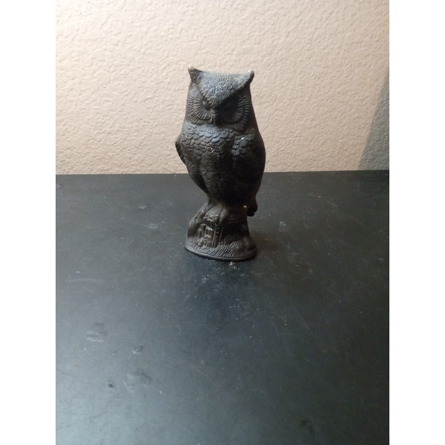 1950s Bronze Owl Figurine For Sale - Image 4 of 5