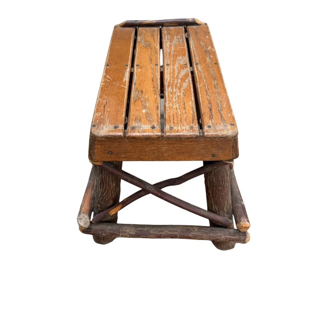 Late 20th Century Handcrafted Rustic Hickory Twig Rocking Chair With Matching Footstool Adirondack Lodge Style For Sale - Image 9 of 18