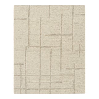 Rug & Kilim’s Modern Rug with Cream High-Low Geometric Patterns - 6x8 For Sale