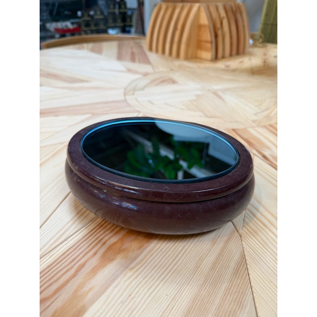 Vintage Italian Oval Vanity Box With Smoked Mirror For Sale - Image 4 of 7
