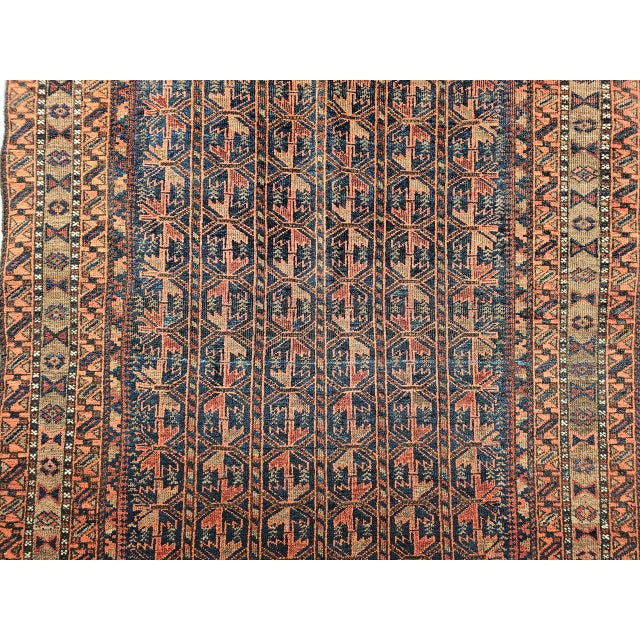 Vintage Baluch Tribal Area Rug in Allover Geometric Pattern in Navy Blue, Brown, Dark Red For Sale - Image 17 of 18