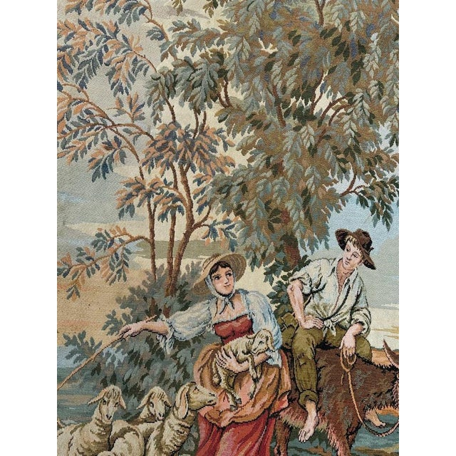Vintage French Aubusson Style Jacquard Tapestry, 1980s For Sale - Image 6 of 14