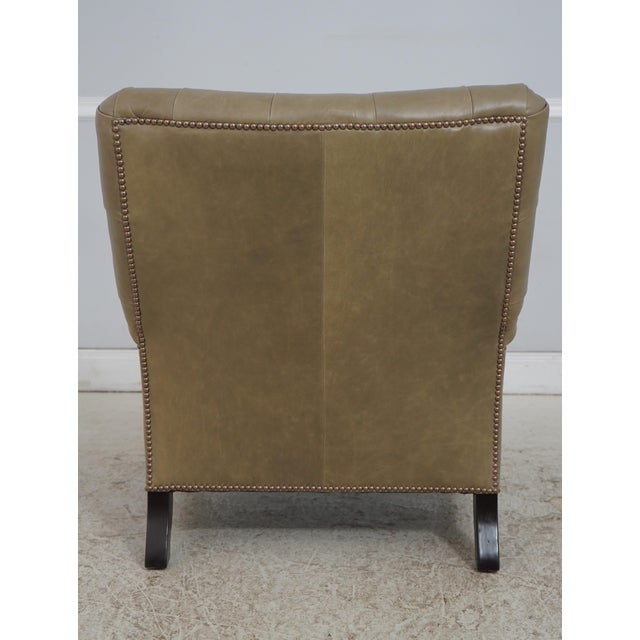 Green Tufted Leather Lounge Chair W. Ottoman For Sale - Image 4 of 18