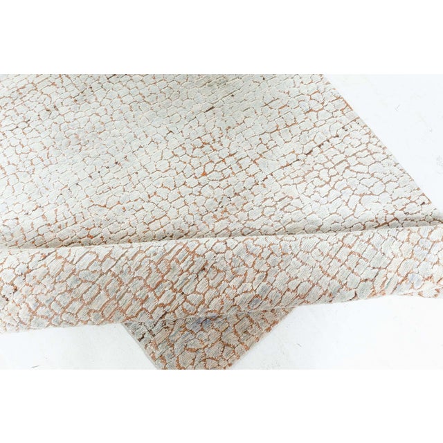 Textile Modern Cracked Ground Design Hand-Knotted Silk Runner by Doris Leslie Blau For Sale - Image 7 of 8