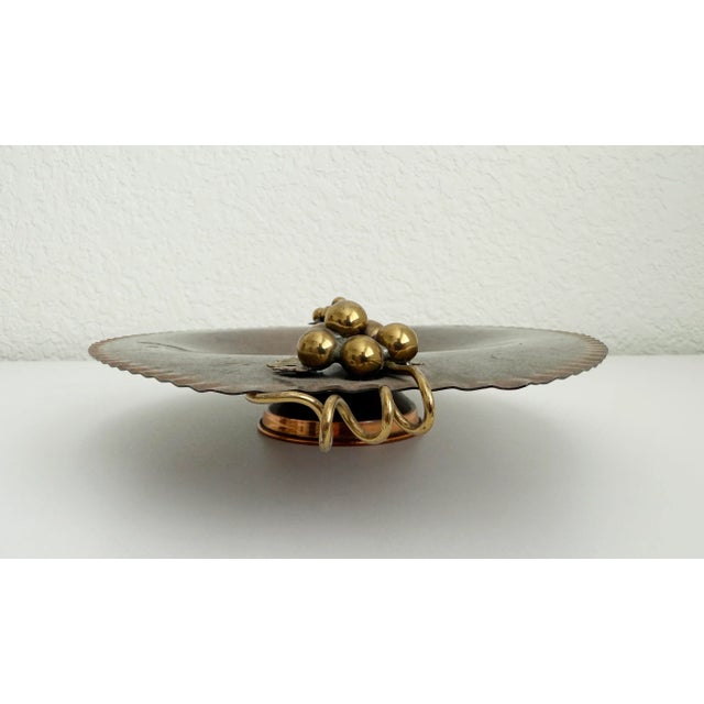 1970s Italian Copper & Brass Pedestal Bowl With Grape Handles For Sale In Sacramento - Image 6 of 10