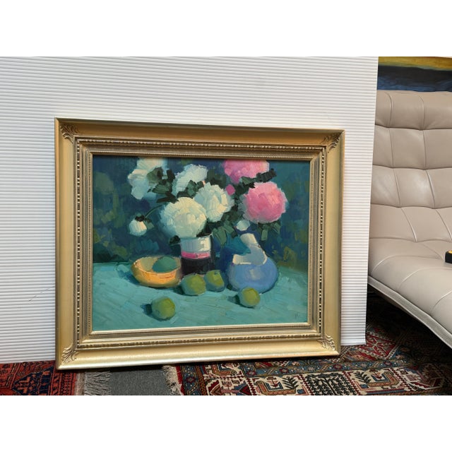 Elio Camacho Floral Bouquet Still Life Oil Painting, Signed For Sale - Image 11 of 12