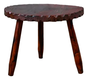 Brutalist Wooden Tripod Table
