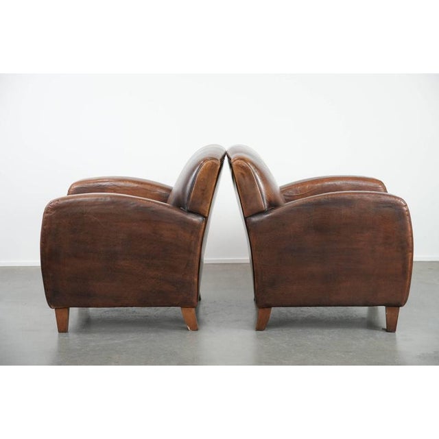 Vintage Sheepskin Leather Chairs, Set of 2 For Sale - Image 4 of 18