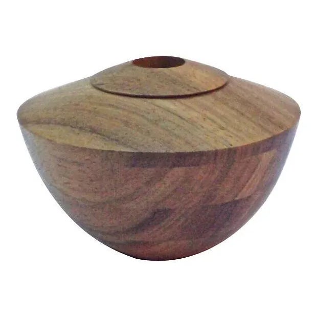 Vintage Turned Wood Vessel Vase For Sale