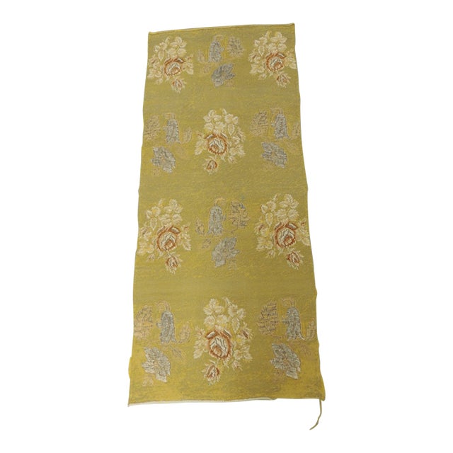 Antique Gold & Silver Silk With Silver Embroidered Metallic Threads Textile Panel For Sale