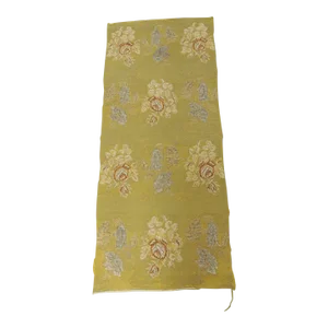 Antique Gold & Silver Silk With Silver Embroidered Metallic Threads Textile Panel