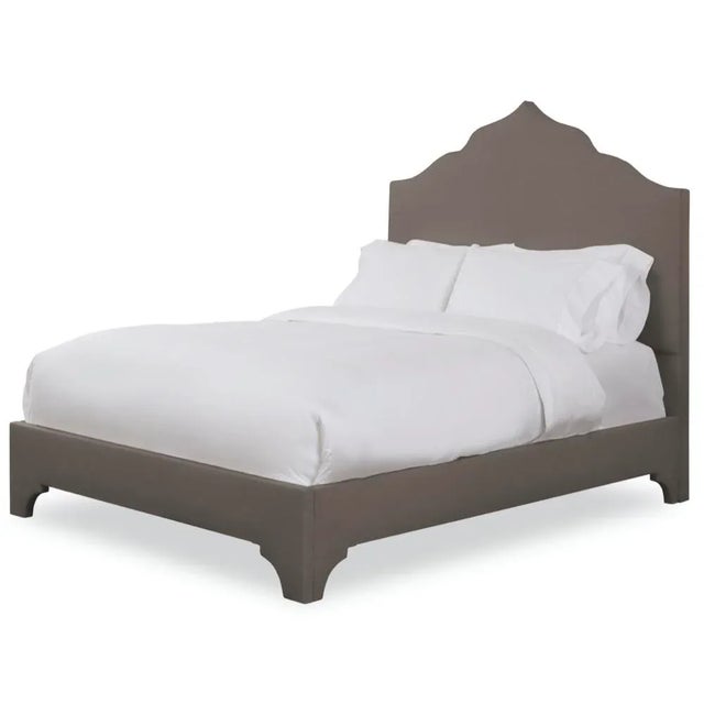 Modern Clementine California King Bedframe, Mushroom Velvet For Sale - Image 3 of 4