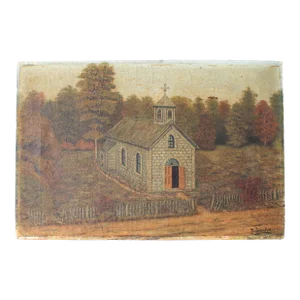 Original Oil Painting of a Church by N. Schaefer