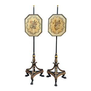 Pair of Regency Period Neoclassical Regency Pole Screens Rockefeller Provenance