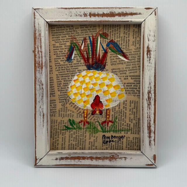 Farmhouse Vintage Farmhouse Chicken Decoupage Framed Paintings - A Trio For Sale - Image 3 of 12