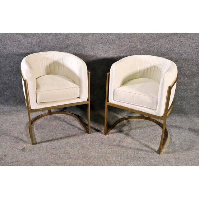 Hollywood Regency Mid Century Barrel Side Chairs- Pair For Sale - Image 3 of 11
