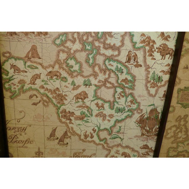 Gold Triple Extending Fire Screen of Northern Hemisphere Map For Sale - Image 8 of 15