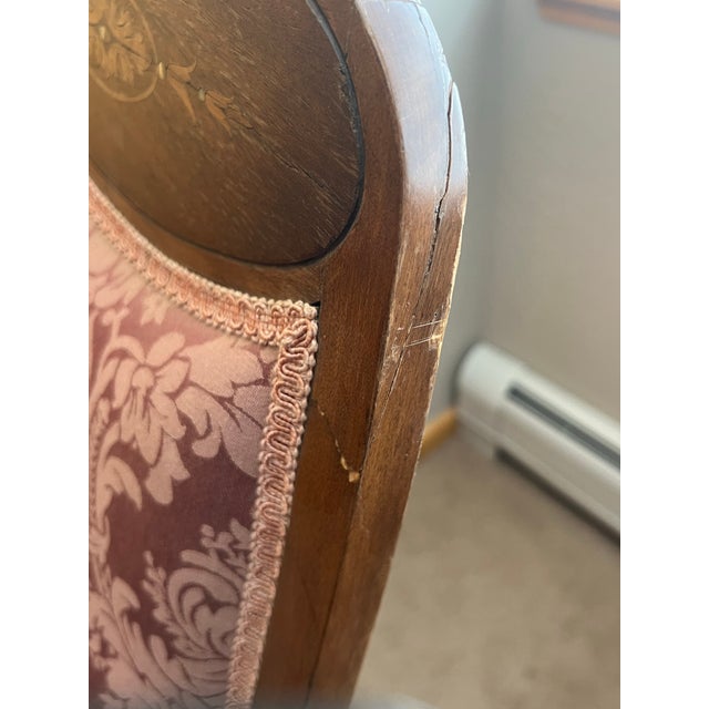 Early 20th Century Antique Pink Silk Reclining Murphy Chair Stick and Ball With Gout Chair For Sale In Aspen - Image 6 of 12