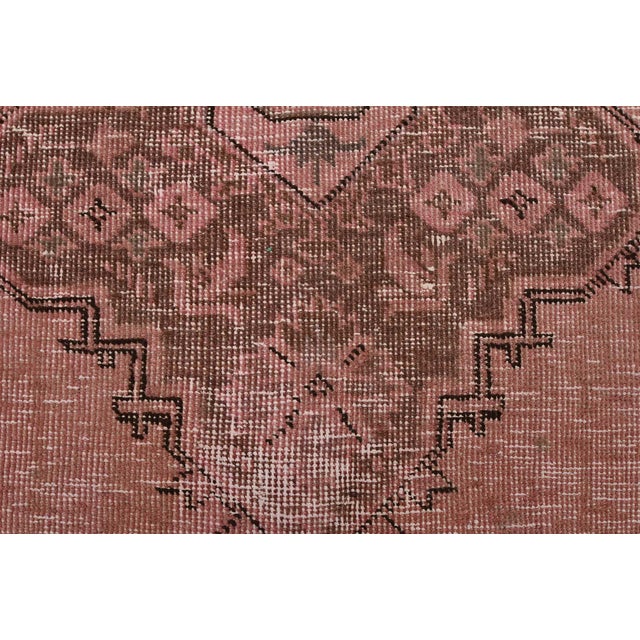 Tabriz Rug 6’11” X 9’11” Pink Wool Vintage Overdyed Hand-Knotted Carpet For Sale - Image 11 of 15