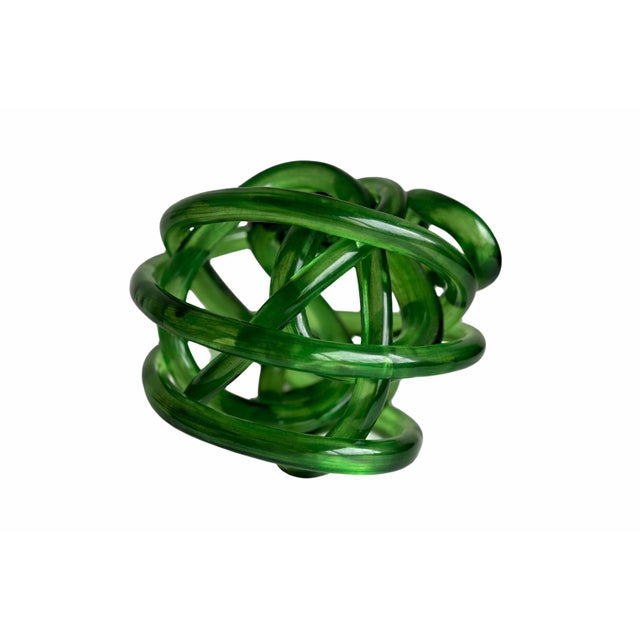 Abstract Vintage Murano Style Green Glass Knot Sculpture For Sale - Image 3 of 4