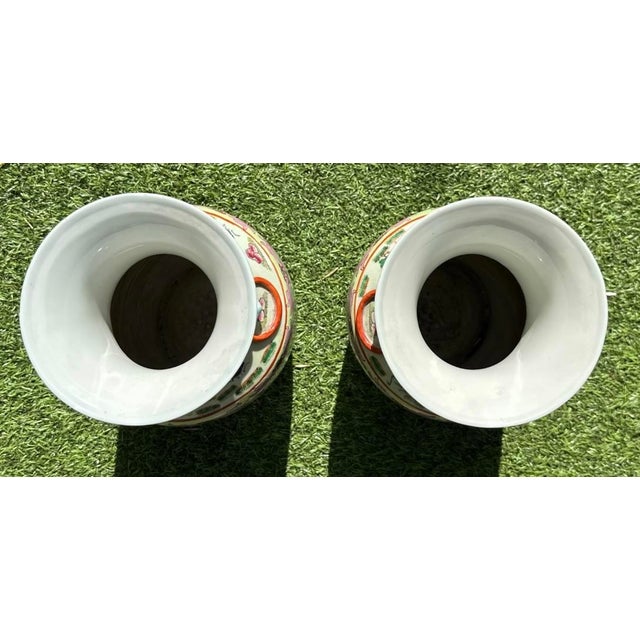 Pair of Antique 19th Century Rare Chinese Porcelain Vases Hand Painted Roosters, Florals & Insects For Sale - Image 18 of 18