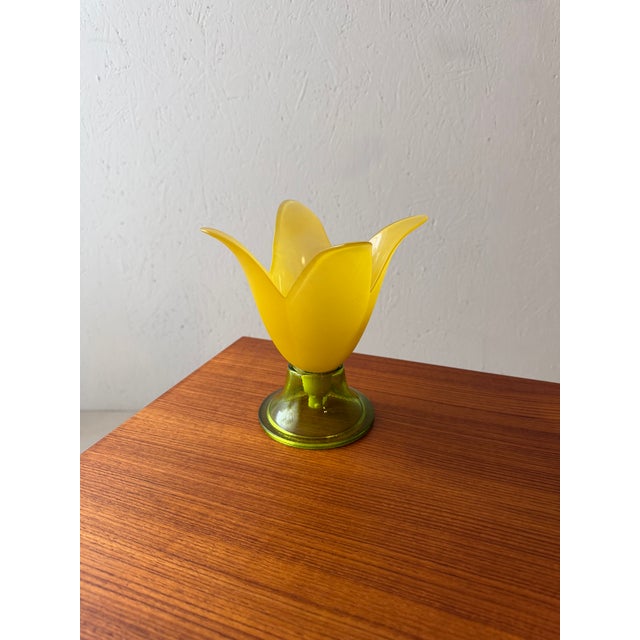 Vintage Glass Table Lamp in Yellow and Green Glass, 1980s For Sale - Image 10 of 12