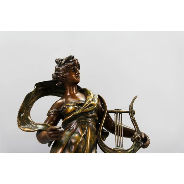 French Patinated Bronzed Spelter Sculpture Muse Champetre, 1920s For Sale - Image 3 of 18