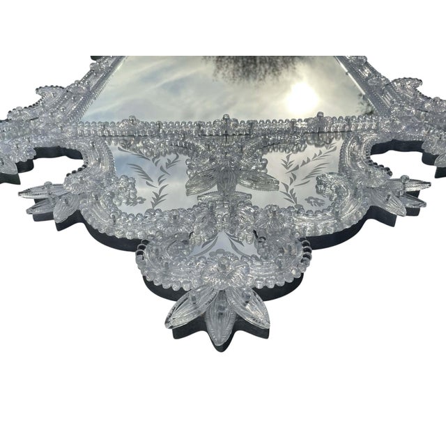 Transparent Vintage Venetian Mirror in the Style of Murano For Sale - Image 8 of 12