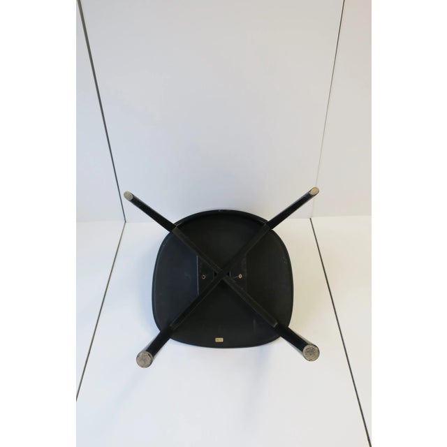 Italian Designer Postmodern Black Lacquer Wood and Leather Side Chair For Sale - Image 11 of 13