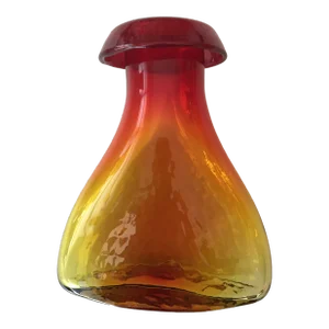Blenko Attributed Large Mid-Century Modern Vintage Amberina Glass Vase