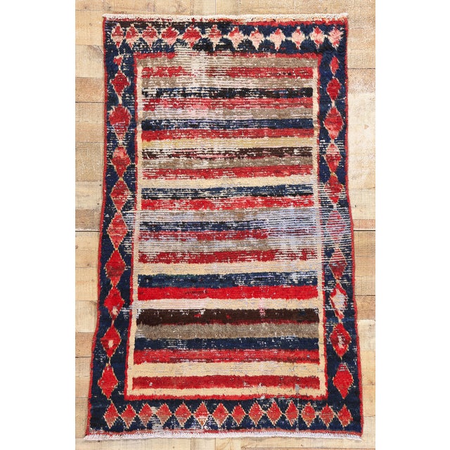 Distressed Vintage Persian Lori Striped Rug - 03'08 X 05'07 For Sale - Image 9 of 9