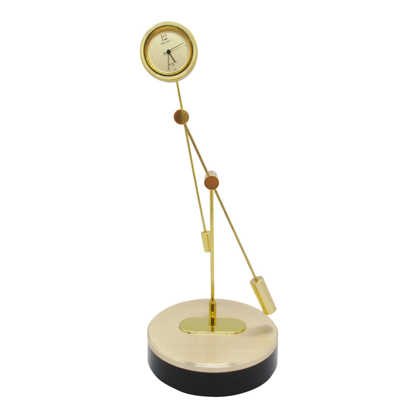 1980s Vintage Seiko Quf103g Pendulum Desk Clock in Articulated