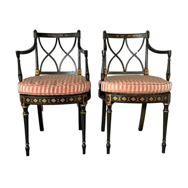Regency Style Painted Armchairs, a Pair For Sale - Image 16 of 16