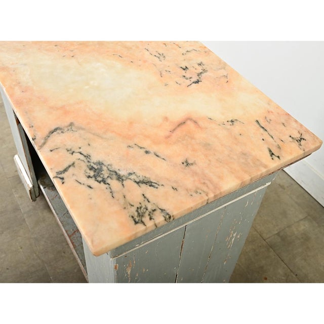 French 19th Century Marble-Top Painted Shop Counter For Sale - Image 10 of 15