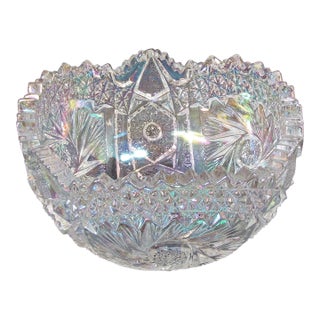 Vintage l.e. Smith Comet in the Stars Iridescent Opalescent Crystal Bowl For Sale