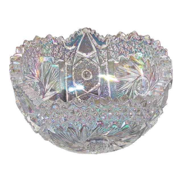 Vintage l.e. Smith Comet in the Stars Iridescent Opalescent Crystal Bowl For Sale