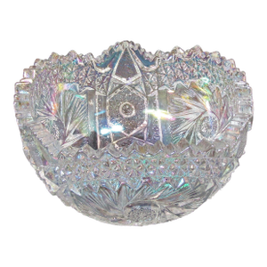 Vintage l.e. Smith Comet in the Stars Iridescent Opalescent Crystal Bowl