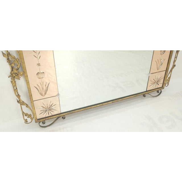Large Standing 9' Tall Forged Gold Gilt Metal Leafs & Flowers Mirror CLEAN! For Sale - Image 4 of 14