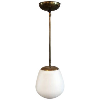 Danish Modern White Frosted Glass on Brass Pole Pendant For Sale