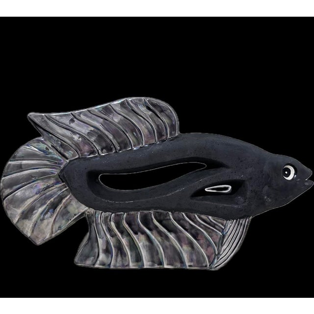 Mid-Century Modern Mid-Century Ceramic Abstract Fish Sculpture For Sale - Image 3 of 9