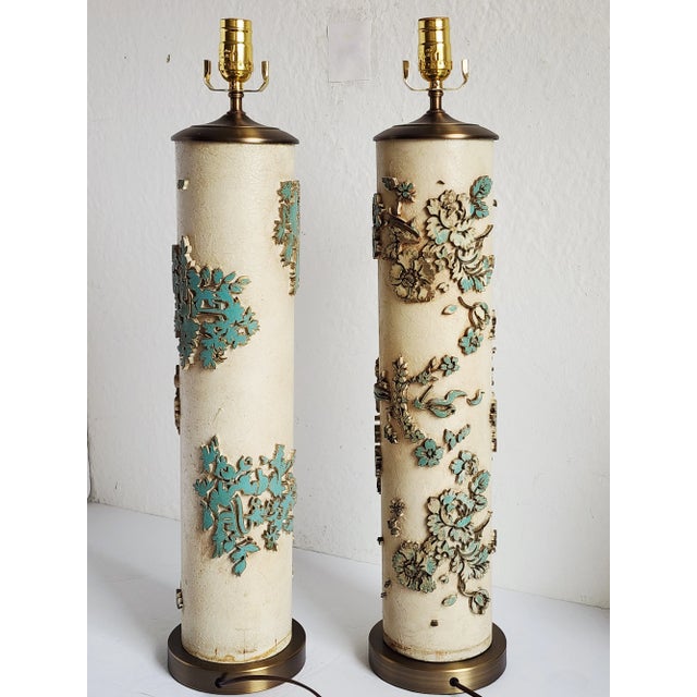 Industrial Antique Wallpaper Roller Table Lamps - A Pair For Sale - Image 3 of 7