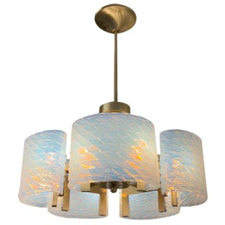 Art Deco Pendant Lamp Opaline the Art of Glass from Ribes, 1970s For Sale