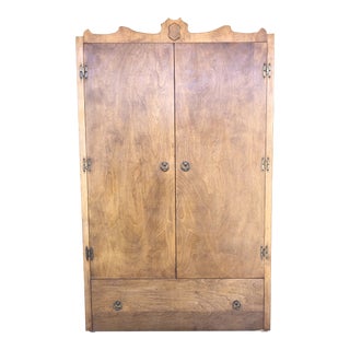 1920s Antique Rock Maple Linen Press For Sale
