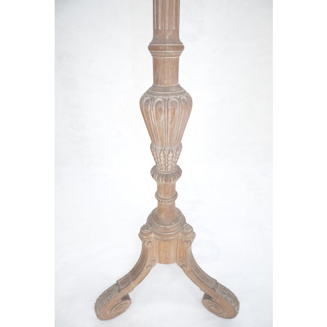 Antique c1920s Very Fine Carved Cerused Oak Tripod Base Floor Lamp MINT For Sale - Image 9 of 11