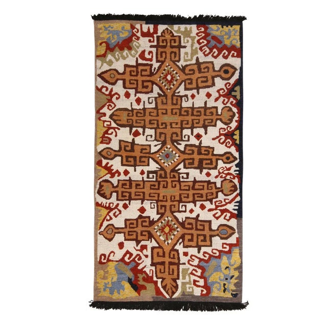 Tribal Rug & Kilim Russian Tribal Style Rug in Beige-Brown, 5x7 For Sale - Image 3 of 3