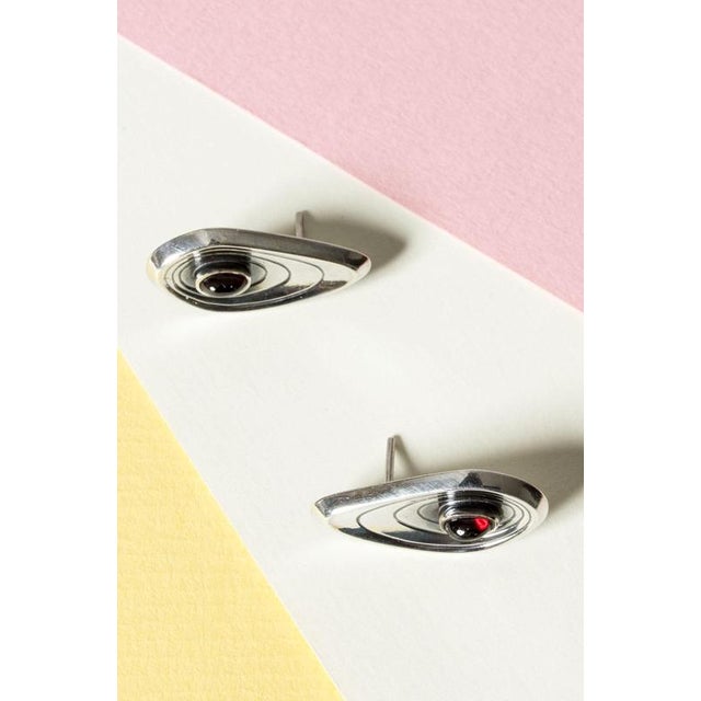Silver and Garnet Earrings from Sven-Arne Gillgren, 1960s, Set of 2 For Sale - Image 4 of 6
