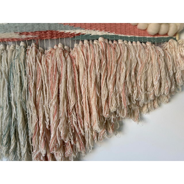 Beige Large Vintage Organic Boho Chic Handmade Macrame Wall Art Hanging For Sale - Image 8 of 12