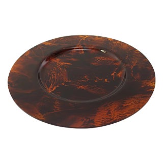 Octagonal Faux Tortoiseshell Tray with Round Plates attributed to Dior, 1970s, Set of 5 For Sale