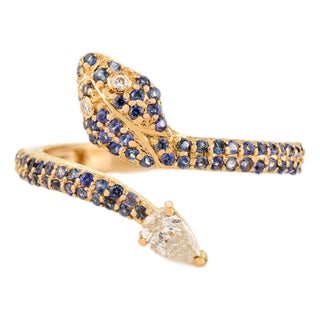 Nature-Inspired Gothic Sapphire Snake Ring Size 7 For Sale